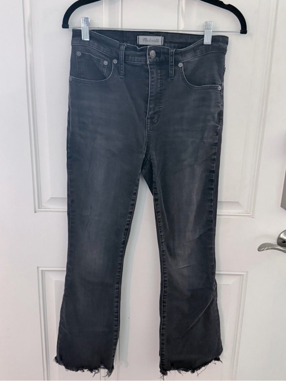 Madewell Cali Demi-Boot Jeans 27 | Fringe Hem Faded Black